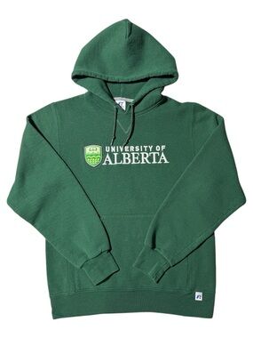 University of Alberta Hoodie Green U of A Sweater Medium Unisex Russell Athletic